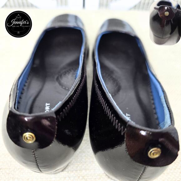 Rockport Dark Brown NWOT Patent Leather Slip On Block Heel Pumps Size 7W - Picture 8 of 13
